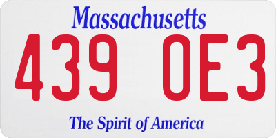 MA license plate 439OE3