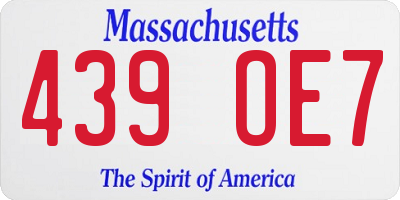 MA license plate 439OE7
