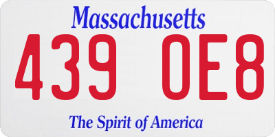 MA license plate 439OE8