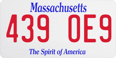 MA license plate 439OE9
