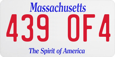 MA license plate 439OF4