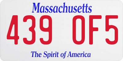 MA license plate 439OF5