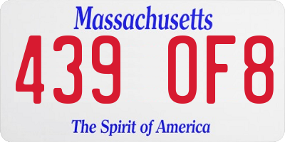 MA license plate 439OF8