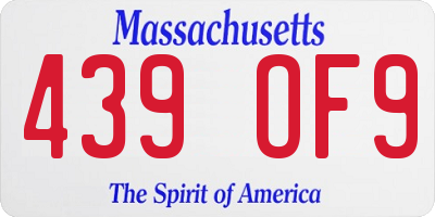 MA license plate 439OF9