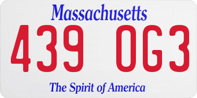 MA license plate 439OG3