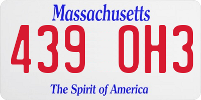 MA license plate 439OH3