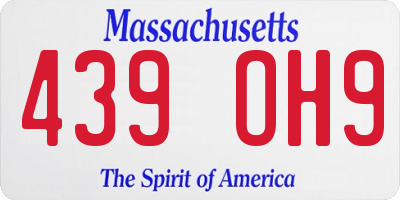 MA license plate 439OH9