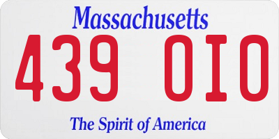 MA license plate 439OI0