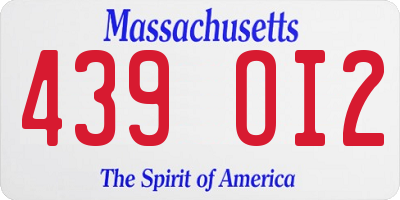 MA license plate 439OI2