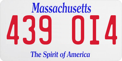 MA license plate 439OI4