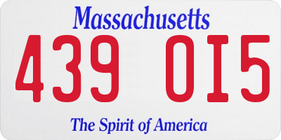 MA license plate 439OI5