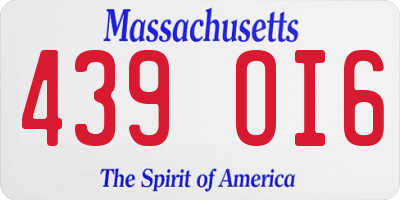 MA license plate 439OI6