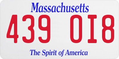 MA license plate 439OI8
