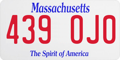 MA license plate 439OJ0