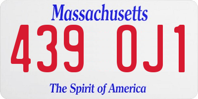 MA license plate 439OJ1