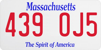 MA license plate 439OJ5