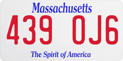 MA license plate 439OJ6