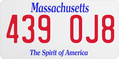 MA license plate 439OJ8