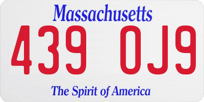 MA license plate 439OJ9