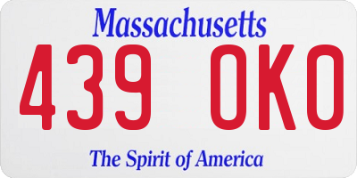 MA license plate 439OK0