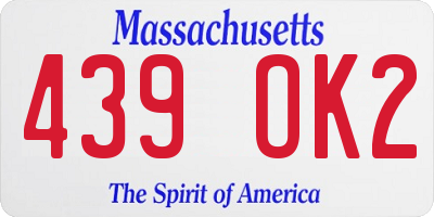 MA license plate 439OK2