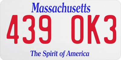 MA license plate 439OK3
