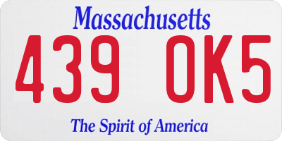 MA license plate 439OK5