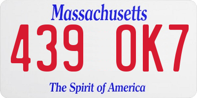 MA license plate 439OK7