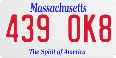 MA license plate 439OK8