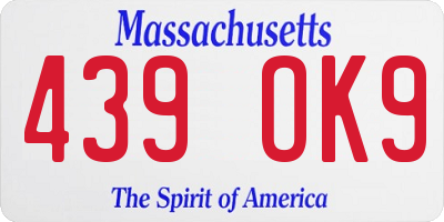 MA license plate 439OK9