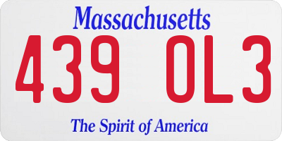 MA license plate 439OL3