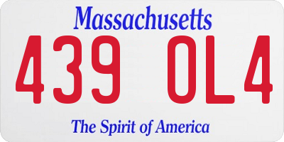 MA license plate 439OL4