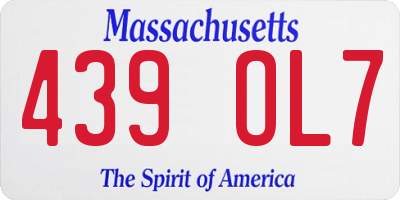 MA license plate 439OL7
