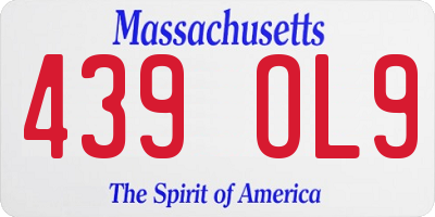 MA license plate 439OL9