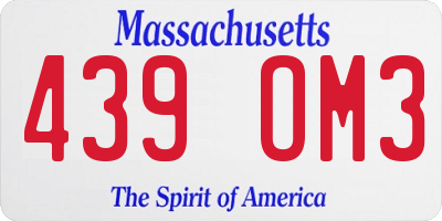 MA license plate 439OM3