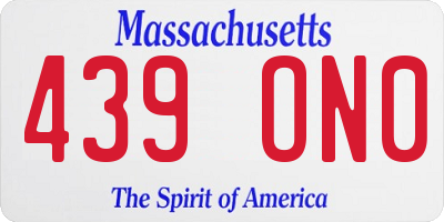 MA license plate 439ON0