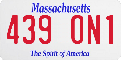 MA license plate 439ON1