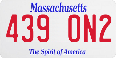 MA license plate 439ON2