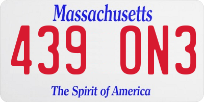 MA license plate 439ON3