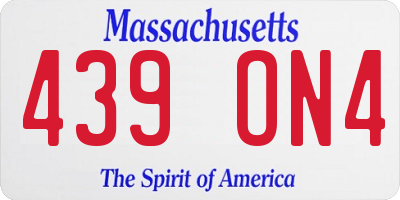MA license plate 439ON4