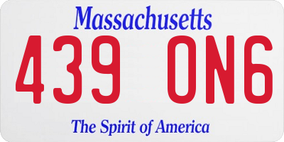 MA license plate 439ON6