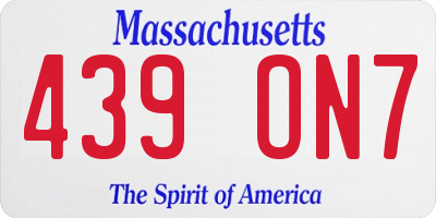 MA license plate 439ON7