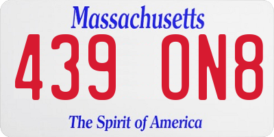 MA license plate 439ON8