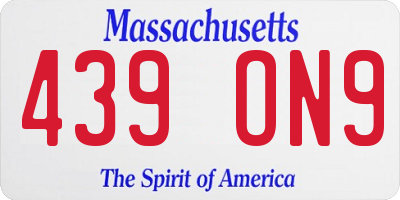 MA license plate 439ON9