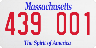 MA license plate 439OO1
