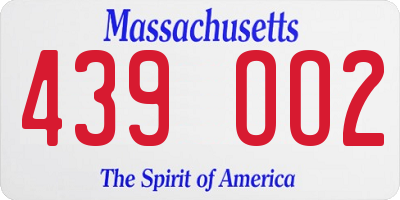 MA license plate 439OO2
