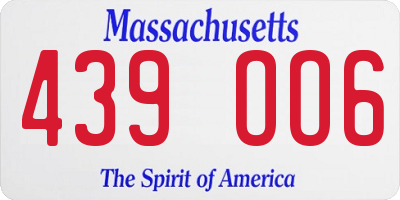 MA license plate 439OO6