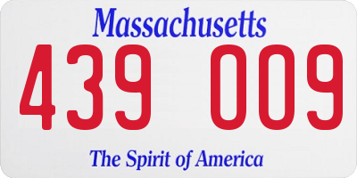 MA license plate 439OO9