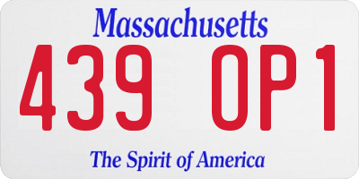 MA license plate 439OP1