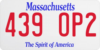 MA license plate 439OP2